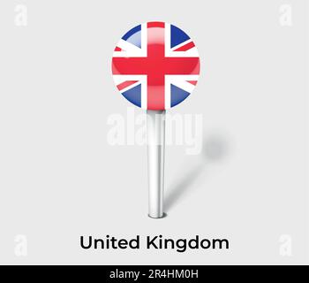 Kartenmarkierung der britischen Landesflagge Stock Vektor