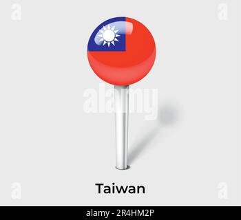 Kartenmarkierung der Taiwan-Landesflagge Stock Vektor