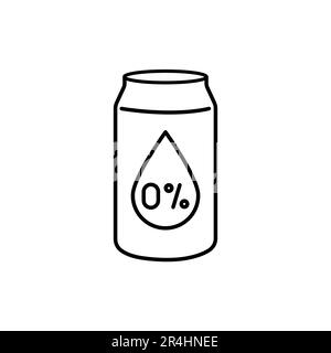 Alkoholfreies Bier in einer Dose, schwarzes Liniensymbol. Stock Vektor