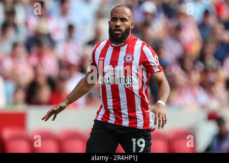 London, Großbritannien. 28. Mai 2023. Bryan Mbeumo #19 von Brentfordwährend des Premier League-Spiels Brentford gegen Manchester City im Brentford Community Stadium, London, Großbritannien, 28. Mai 2023 (Foto von Gareth Evans/News Images) in London, Großbritannien, am 5./28. Mai 2023. (Foto: Gareth Evans/News Images/Sipa USA) Guthaben: SIPA USA/Alamy Live News Stockfoto