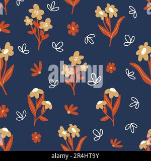 Orange Gelb Blau Muster Mit Blumenmuster Stock Vektor
