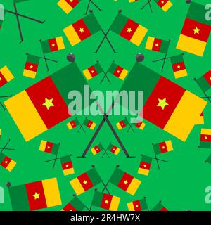 Vektordarstellung von Kamerun-Mustern und grünem Hintergrund. Stock Vektor