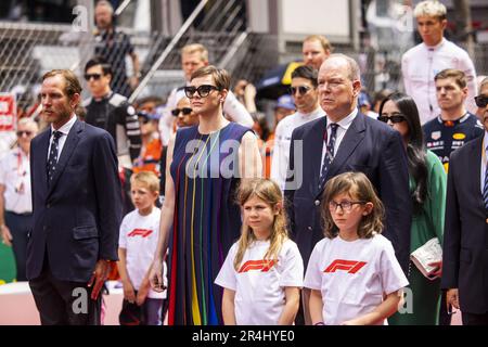 HSH Prinzessin Charlene von Monaco, auch bekannt als Charlene Lynette Wittstock, HSH Prinz Albert II. Von Monaco, Portrait während der Formel 1 Grand Prix de Monaco 2023, 6. Runde der Formel-1-Weltmeisterschaft 2023 vom 26. Bis 28. Mai 2023 auf dem Circuit de Monaco, In Monaco - Foto: Julien Delfosse/DPPI/LiveMedia Stockfoto