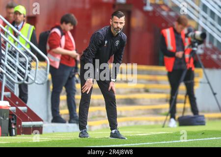 Motherwell, Schottland, Großbritannien. 28. Mai 2023; Fir Park, Motherwell, Schottland: Scottish Premiership Football, Motherwell gegen Dundee United; Motherwell Manager Stuart Kettlewell Credit: Action Plus Sports Images/Alamy Live News Stockfoto