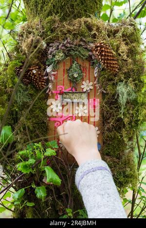 Eine Fee-Tür im Wald Stockfoto
