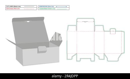 Tuck Top Snap Lock Vorlage für die untere Dieline und 3D-Renderkästchen Stock Vektor