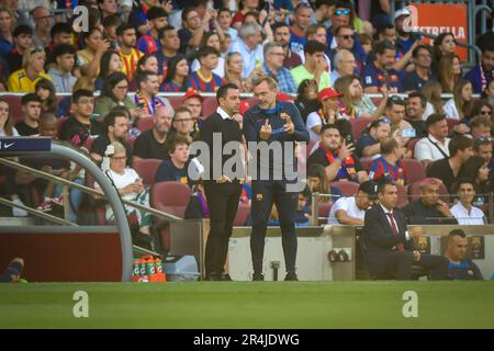 Barcelona, Spanien. 28. Mai 2023. Cheftrainer Xavi Hernandez (FC Barcelona) während eines Spiels in La Liga Santander zwischen dem FC Barcelona und RCD Mallorca am 28. Mai 2023 im Spotify Camp Nou in Barcelona, Spanien. (Foto/Felipe Mondino) Kredit: Unabhängige Fotoagentur/Alamy Live News Stockfoto