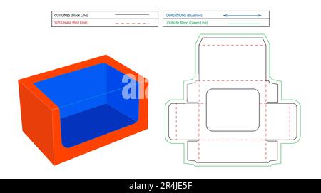 Erstaunliche Anzeigebox, 2D-seitiges Display, Dieline-Schablone und 3D-Box, Farbwechsel- und bearbeitbare Box Stock Vektor