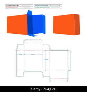 Vektordatei mit Matrizenlinie und 3D-Renderkästchen, die von der Größe des Felds „Ende einklappen“ und „Ende umkehren“ geändert und bearbeitet werden kann Stock Vektor