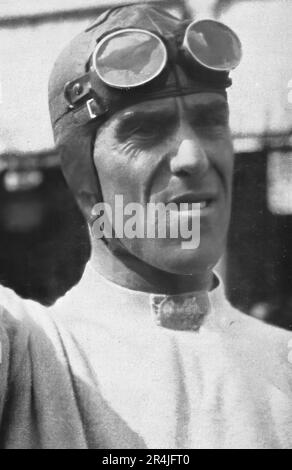 Der große italienische Fahrer Tazio Nuvolari, ein Name, der die Legende des Autofahrens hervorruft. Stockfoto