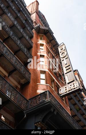 Das Hotel, Chelsea Wahrzeichen an der W. 23. St., 2023, New York City, USA Stockfoto