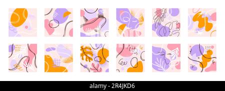 Eine Reihe von abstrakten handgezeichneten Hintergründen Stock Vektor