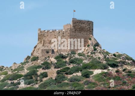 Blick auf das Schloss auf Cabrera, Mallorca, Balearen, Spanien Stockfoto