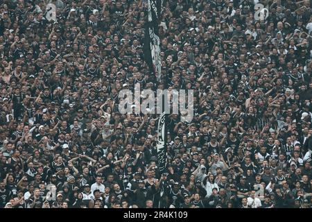 Sao Paulo, Brasilien. 28. Mai 2023. SP - SAO PAULO - 05/28/2023 - BRASILEIRO A 2023, CORINTHIANS X FLUMINENSE - Corinthians Fans während eines Spiels gegen Fluminense im Arena Corinthians Stadion für die BRAZILEIRO A 2023 Meisterschaft. Foto: Marcello Zambrana/AGIF/Sipa USA Kredit: SIPA USA/Alamy Live News Stockfoto