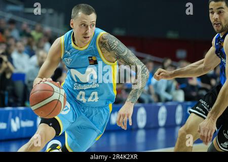 Madrid, Spanien. 29. Mai 2023. Toms Leimanis, Spieler von Movistar Estudiantes, der während der ACB Play OFF Promotion im zweiten Spiel zwischen Movistar Estudiantes und Hereda San Pablo im WiZink Center in Aktion gesehen wurde. Sieg für Hereda San Pablo 89-102 Gutschein: SOPA Images Limited/Alamy Live News Stockfoto