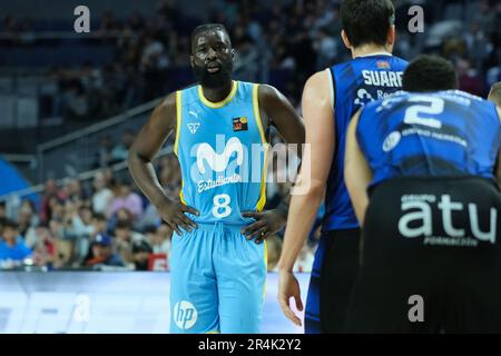 Madrid, Spanien. 29. Mai 2023. Karamo Jawara Spieler von Movistar Estudiantes in Aktion während der ACB Play OFF Promotion Zweiter Match zwischen Movistar Estudiantes und Hereda San Pablo im WiZink Center. Sieg für Hereda San Pablo 89-102 Gutschein: SOPA Images Limited/Alamy Live News Stockfoto