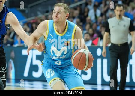 Madrid, Spanien. 29. Mai 2023. Paul Jorgensen, Spieler von Movistar Estudiantes, der während der ACB Play OFF Promotion im zweiten Spiel zwischen Movistar Estudiantes und Hereda San Pablo im WiZink Center in Aktion gesehen wurde. Sieg für Hereda San Pablo 89-102 Gutschein: SOPA Images Limited/Alamy Live News Stockfoto