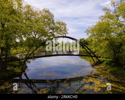 Blick auf Tenney Park, Madison, Wisconsin, USA, an einem schönen Sommertag. Stockfoto