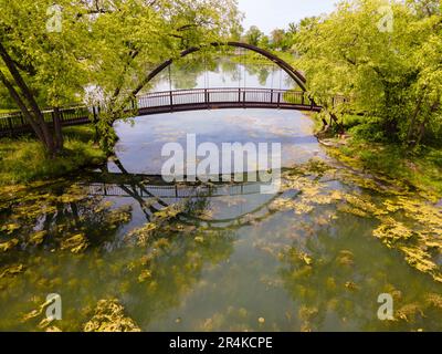 Blick auf Tenney Park, Madison, Wisconsin, USA, an einem schönen Sommertag. Stockfoto