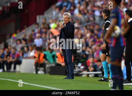 Barcelona, Esp. 28. Mai 2023. FC BARCELONA gegen RCD MALLORCA 28. Mai 2023 Javier Aguirre Cheftrainer von RCD Mallorca während des Spiels zwischen dem FC Barcelona und RCD Mallorca, entsprechend dem siebenunddreißigsten Tag von La Liga Santander im Spotify Camp Nou in Barcelona, Spanien. Kredit: Rosdemora/Alamy Live News Stockfoto