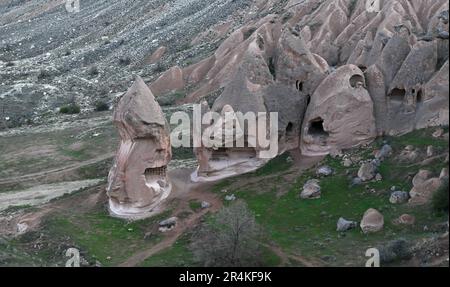 Felsenarchitektur, Zelve Open Air Museum, Capadoccia, Türkei Stockfoto