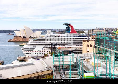 Sydney Circular Quay Kreuzfahrtschiff Carnival Pracht verlegt im Passagierterminal Übersee, Sydney, Australien 2023 Stockfoto