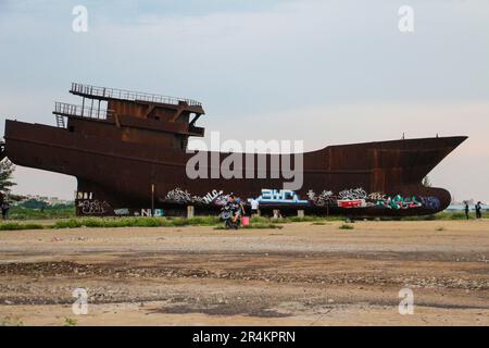 Ehemalige Fischerboote Hainan Stockfoto