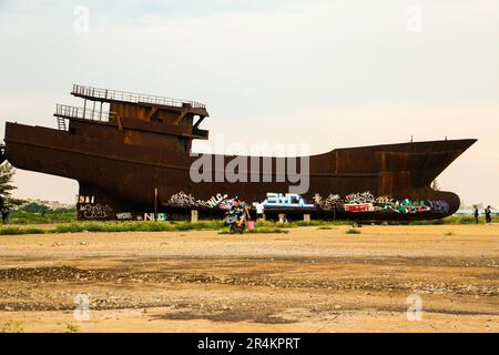 Ehemalige Fischerboote Hainan Stockfoto