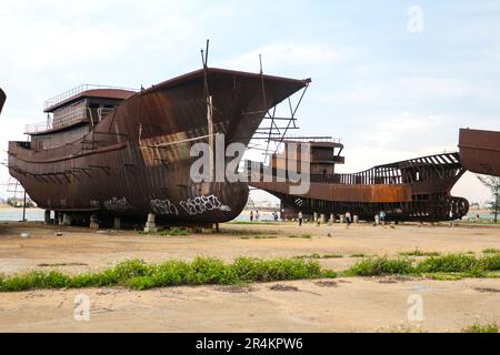 Ehemalige Fischerboote Hainan Stockfoto