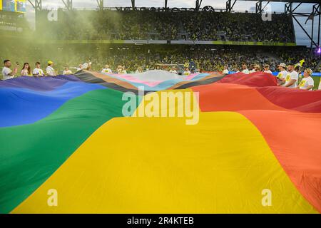 Nashville, USA. 28. Mai 2023: Nashville SC fliegt in der zweiten Hälfte eines MLS-Spiels zwischen Columbus Crew und Nashville SC im Geodis Park in Nashville, TN Steve Roberts/CSM Credit: CAL Sport Media/Alamy Live News Stockfoto