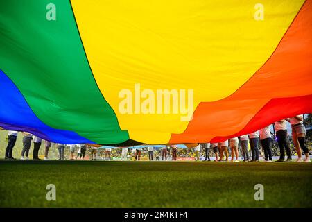 Nashville, USA. 28. Mai 2023: Nashville SC fliegt in der zweiten Hälfte eines MLS-Spiels zwischen Columbus Crew und Nashville SC im Geodis Park in Nashville, TN Steve Roberts/CSM Credit: CAL Sport Media/Alamy Live News Stockfoto