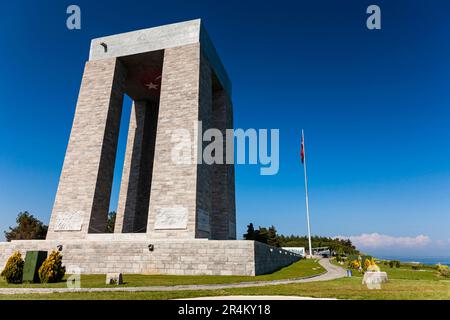 Canakkale Martyrs Monument, Dardanelles Strait, Gelibolu Halbinsel, Seddülbahir, Eceabat District, Ca. Anakkale Provinz, Türkei Stockfoto