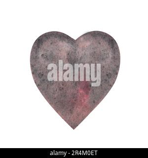 Aquarell, herzförmig, rot, magisch, isoliert auf weißem Hintergrund. Handgezeichnete Illustration für Karten zum Valentinstag Stockfoto