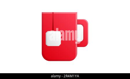 Becher mit Teesymbol. Vektordarstellung einer Tasse mit Teebeutel. Handgezeichneter Tassentee. Stock Vektor