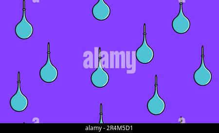 Nahtlose Mustertextur von endlosen sich wiederholenden medizinischen Kautschukbirnen zur Reinigung des Darms auf lila Hintergrund. Vektordarstellung. Stock Vektor