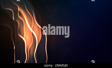 Blau und orange leuchtende, schillernde, zarte Figuren – abstraktes 3D-Rendering Stockfoto