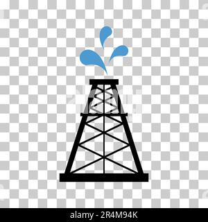 Öl-Rig flache Grafik-Symbol, Kraftstoffplattform Industrie Turm Gas Zeichen, Vektor-Illustration . Stock Vektor