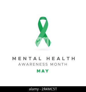 May ist Monat des Bewusstseins für psychische Gesundheit. Farbband „Green Awareness“. Vektordarstellung, flaches Design Stock Vektor