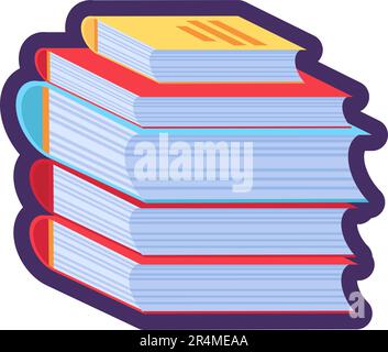 Ein Stapel Schulbücher, Tagebücher und Enzyklopädie. Klassische Schulbildung. Flaches Symbol in Strich, Element für Infografik-Design. Einfach Cartoo Stock Vektor