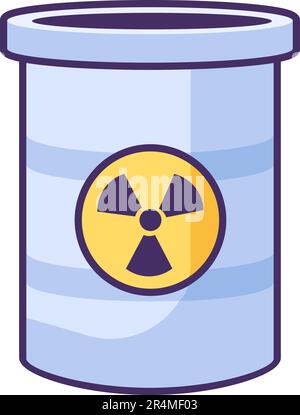 Behälter zur Entsorgung radioaktiver Abfälle. Giftige Explosive Stoffe. Das Problem der Schadstoffbelastung durch gefährliche Abfälle. Flaches Symbol in Kontur, Element für Infografiken Stock Vektor