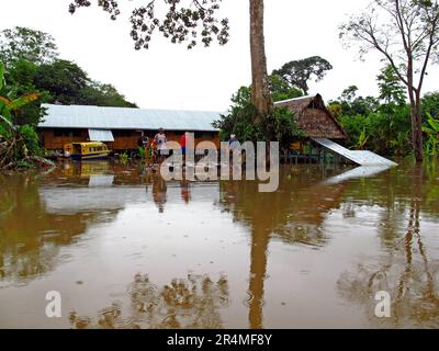 Amazonas / Peru - 12. Mai 2011: Indisches Dorf des Amazonas in Peru Stockfoto