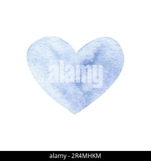 Aquarell blaues Herz, mit Liebe. Valentinstag oder Hochzeit Moderne kreative Hintergrundfarbe für trendiges Design. Handgezeichnete abstrakte Textur Stockfoto