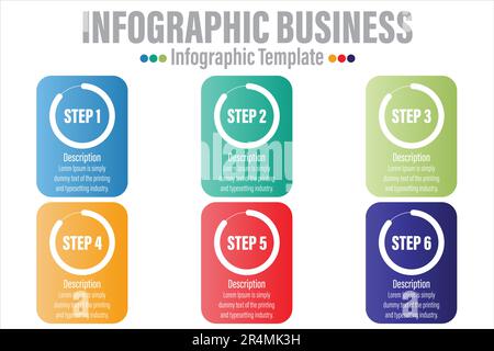 Infografik-Vorlage mit der Option Nummer sechs kann für Workflow-Layout, Diagramm und aufsteigende Anzahl verwendet werden. Stock Vektor