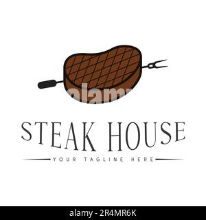 Steak House Logo Design Red Meat Bull Logo Stock Vektor