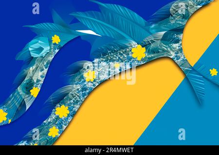 Abstrakter, farbenfroher Hintergrund. Thema - Karibisches Meer, Inseln. Stockfoto