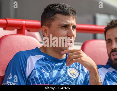 London, Großbritannien. 28. Mai 2023. 28. Mai 2023 - Brentford gegen Manchester City - Premier League - GTECH Community Stadium Manchester City's Rodri während ihres Spiels gegen Brentford im GTECH Community Stadium. Bildkredit: Mark Pain/Alamy Live News Stockfoto