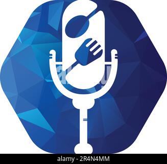 Podcast Food Logo-Symbol entwirft einen Vektor. Food Podcast für Schilder, Maskottchen oder andere Stock Vektor