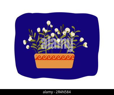 Heimpflanze in einem Blumentopf. Hauspflanze isoliert. Trendige Einrichtung im urbanen Dschungel-Stil. Von Hand gezeichnet. Druck, Poster, Banner. Logo, Etikett. Stock Vektor