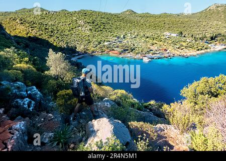 Wunderschöne Limangazi-Bucht auf der Lykischen Straße, Kaş, Türkei Stockfoto