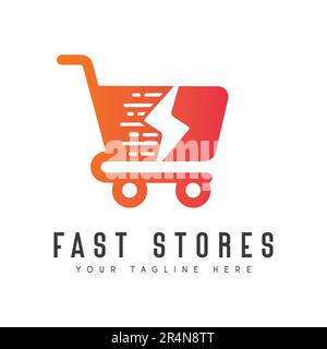 Logo für Online-Mart-Shopping Design Logo für Lebensmittelgeschäft Stock Vektor